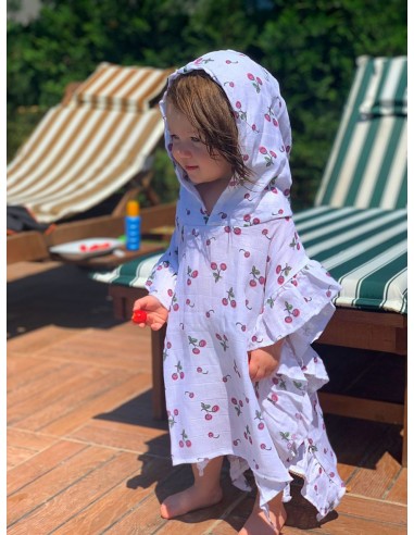 Mama Yoyo - Fırfırlı Müslin Panço Cherry