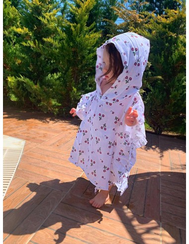 Mama Yoyo - Fırfırlı Müslin Panço Cherry