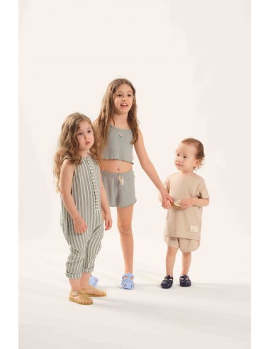 Miela Kids - Retro Fitilli Takım Bej