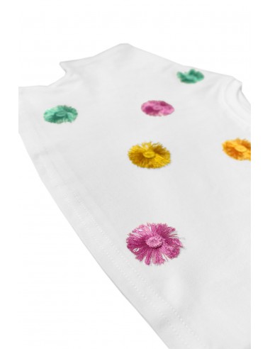 Miela Kids - Püsküllü Crop T-shirt Beyaz Miela Kids - Püsküllü Crop T-shirt Beyaz