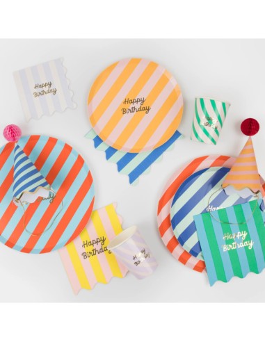 Meri Meri - Çizgili Happy Birthday...