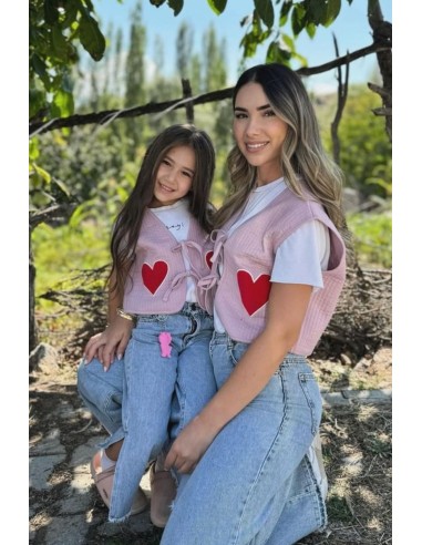 Miela Kids - Kalp Motifli Çocuk Yelek Miela Kids - Kalp Motifli Çocuk Yelek
