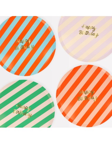 Meri Meri - Çizgili Happy Birthday...
