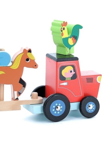 Vilac - Ahşap Hayvanlar Traktörü Çiftlik