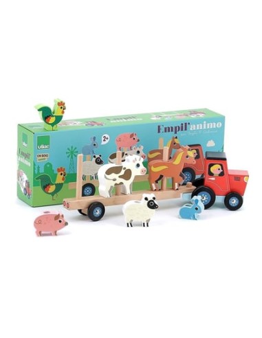 Vilac - Ahşap Hayvanlar Traktörü Çiftlik