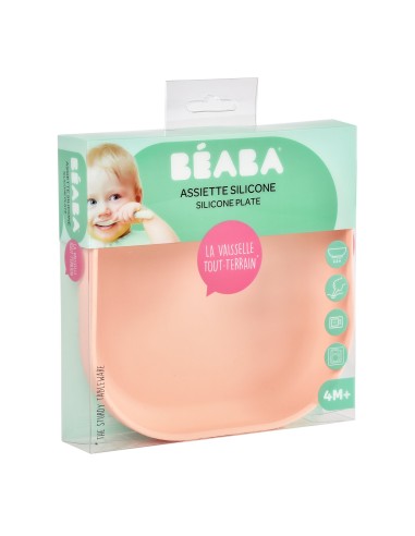 Beaba - Vakumlu Silikon Tabak Light Pink