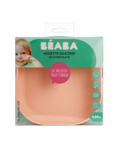Beaba - Vakumlu Silikon Tabak Light Pink