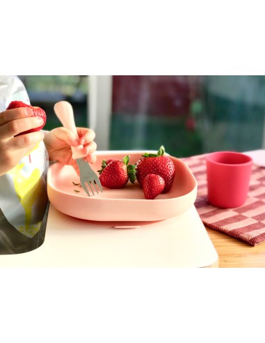 Beaba - Vakumlu Silikon Tabak Light Pink