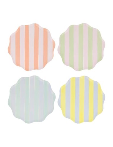 Meri Meri - Pastel Çizgili Tabaklar M...