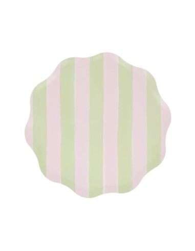 Meri Meri - Pastel Çizgili Tabaklar M...