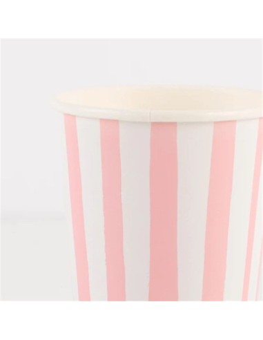 Meri Meri - Pembe Çizgili Bardaklar 8li