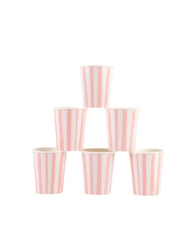 Meri Meri - Pembe Çizgili Bardaklar 8li