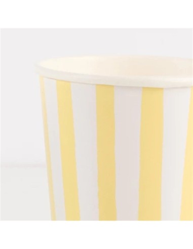 Meri Meri - Sarı Çizgili Bardaklar 8li