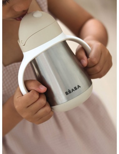 Beaba - Çelik Pipetli Suluk 250 ml Clay